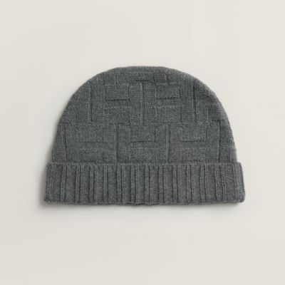 イヤーネット - メンズ カシミヤニットキャップ＆レザーグローブ